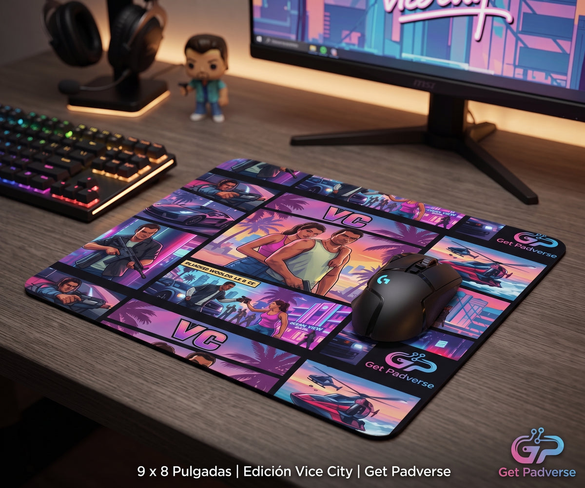 Retro Neon VC Desk Mat — Vice City Edition